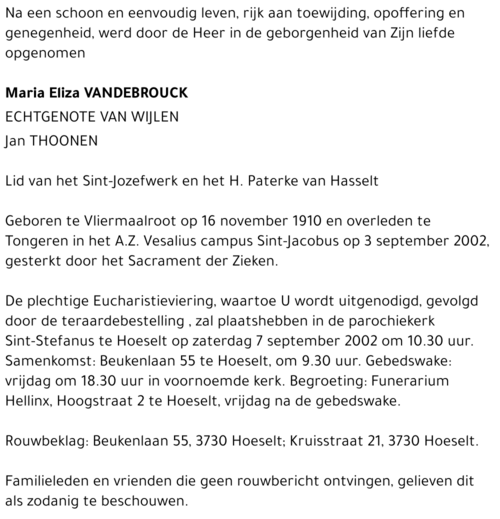 Maria Eliza Vandebrouck