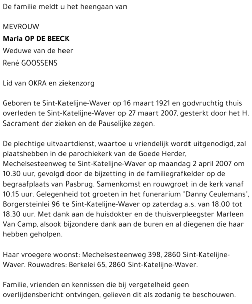 Maria Op De Beeck