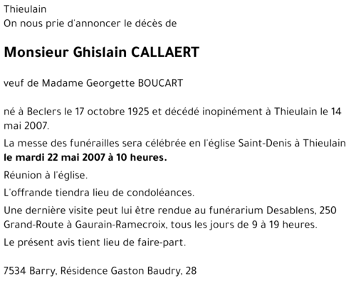 Ghislain CALLAERT