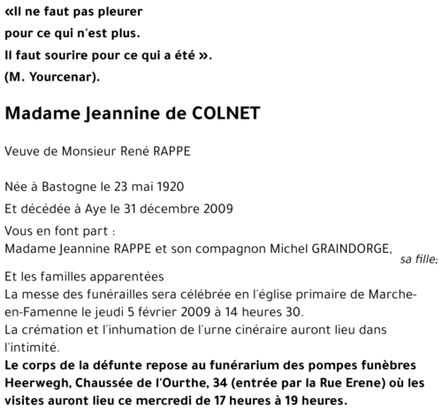 Jeannine de COLNET