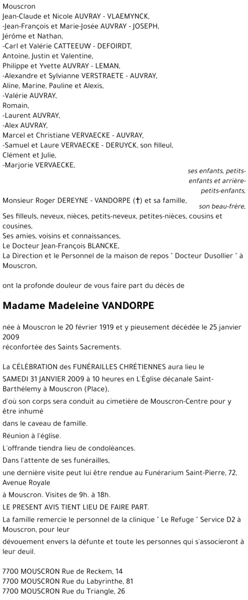 Madeleine VANDORPE
