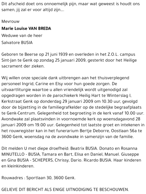 Marie Louise Van Breda