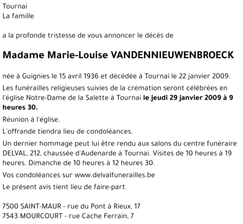 Marie-Louise VANDENNIEUWENBROECK