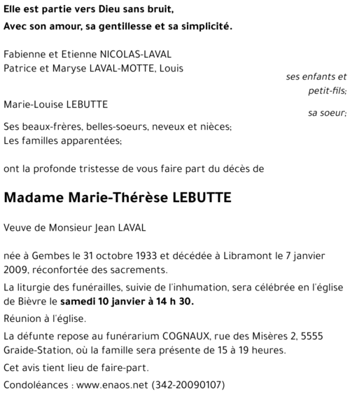 Marie-Thérèse LEBUTTE