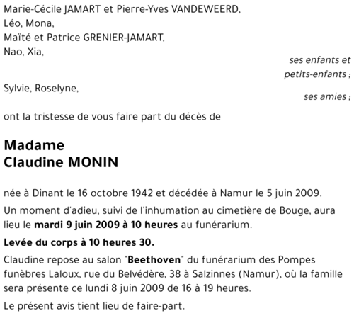 Claudine MONIN