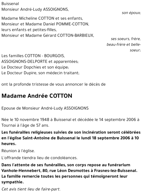 Andrée COTTON