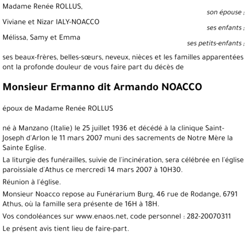 Ermanno dit Armando NOACCO