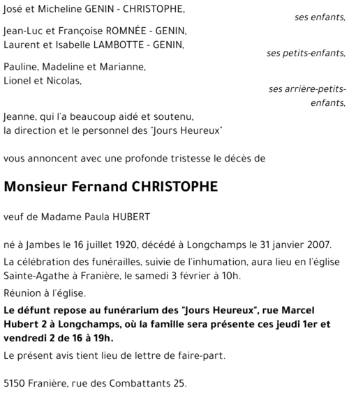 Fernand CHRISTOPHE