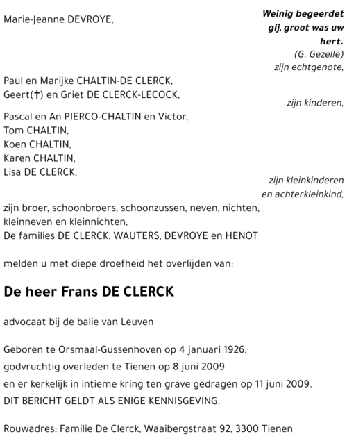 Frans DE CLERCK