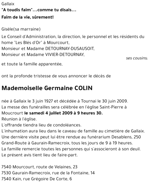 Germaine COLIN