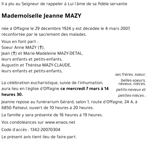 Jeanne MAZY