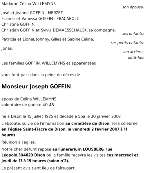 Joseph GOFFIN