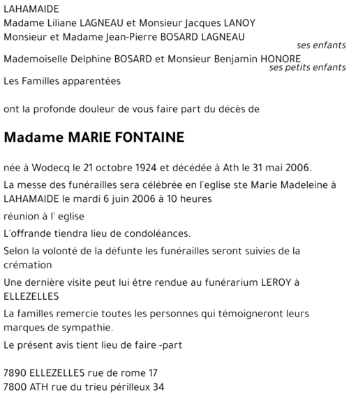 MARIE FONTAINE