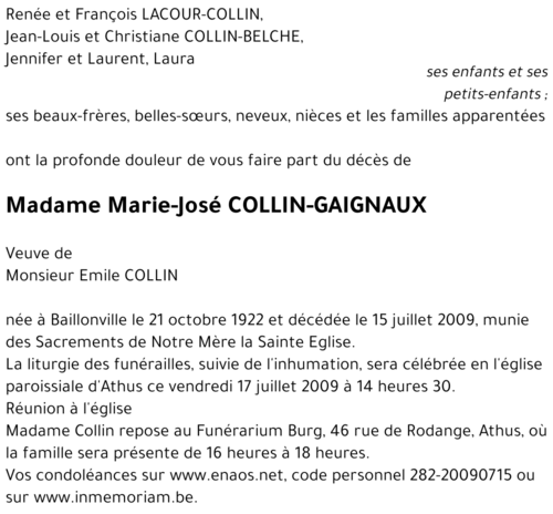 Marie-José COLLIN-GAIGNAUX