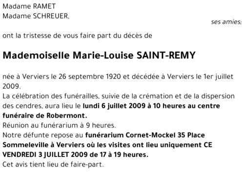 Marie-Louise SAINT-REMY