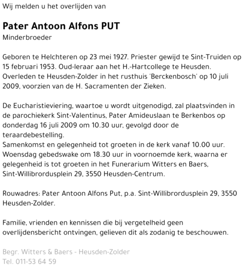Pater Antoon Alfons Put