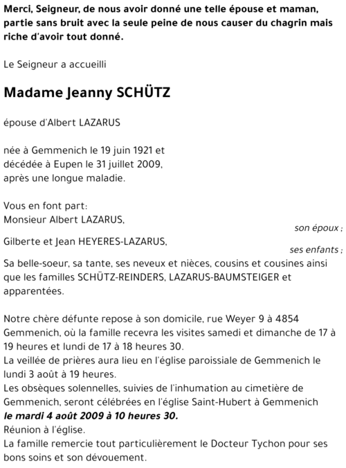 Jeanny LAZARUS-SCHUTZ
