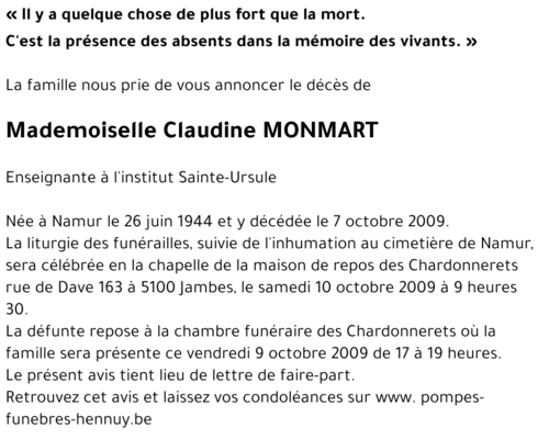 Claudine MONMART