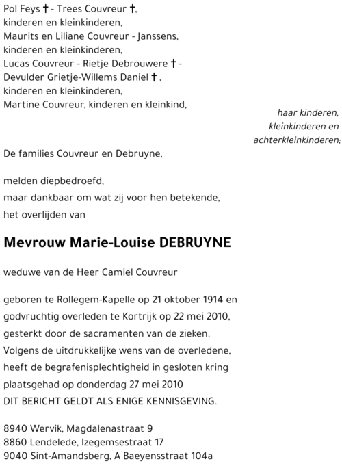 Marie-Louise DEBRUYNE
