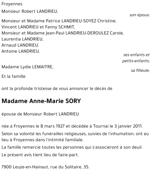 Anne-Marie SORY