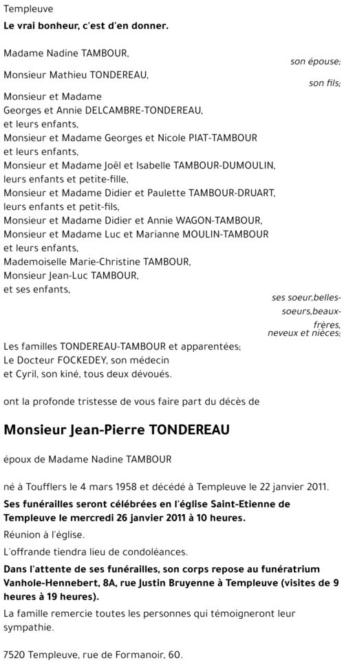 Jean-Pierre TONDEREAU