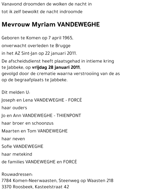 Myriam VANDEWEGHE