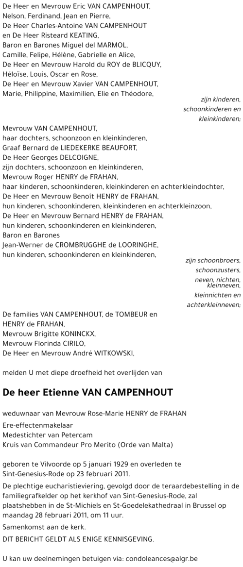 Etienne VAN CAMPENHOUT
