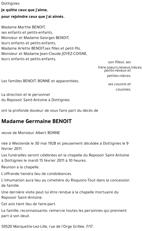 Germaine BENOIT