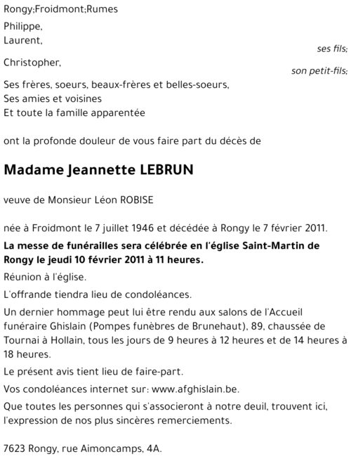Jeannette LEBRUN
