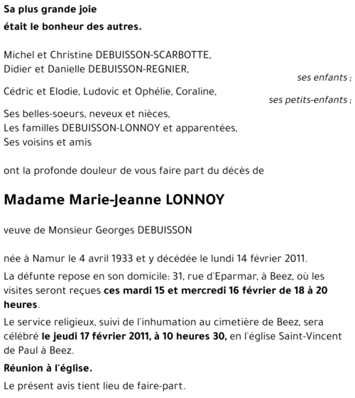 Marie-Jeanne LONNOY