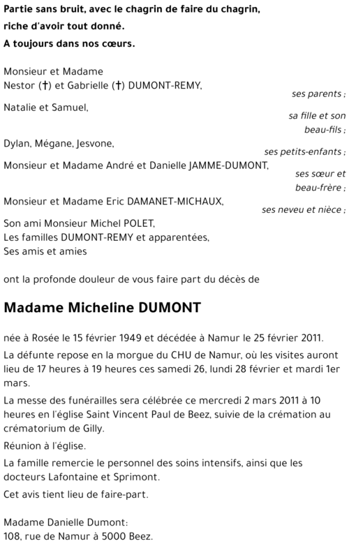 Micheline DUMONT