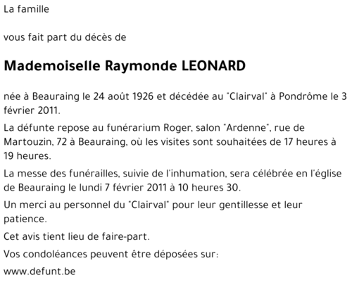 Raymonde LEONARD