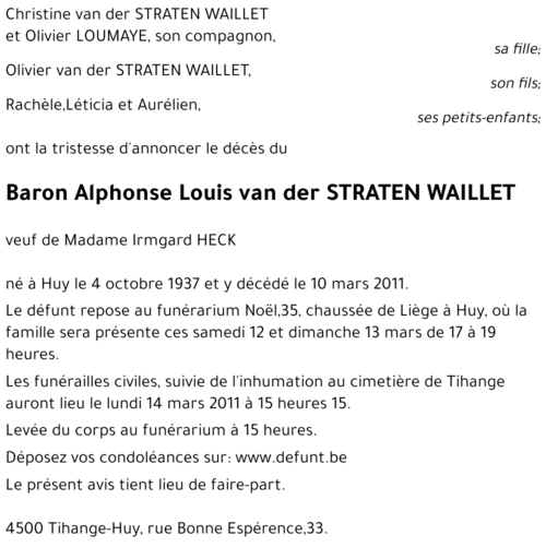 Alphonse Louis Baron van der Straten Waillet