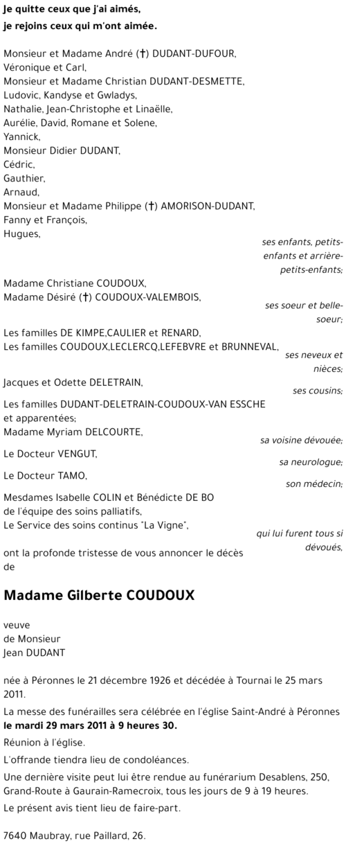 Gilberte COUDOUX
