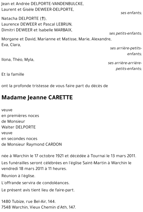 Jeanne CARETTE