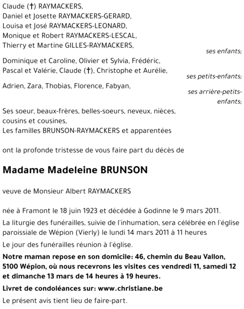Madeleine BRUNSON