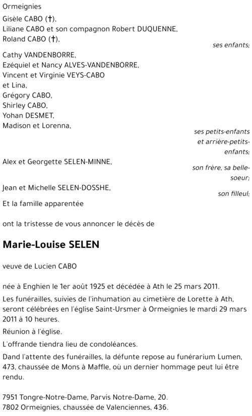 Marie-Louise SELEN
