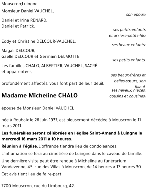 Micheline CHALO