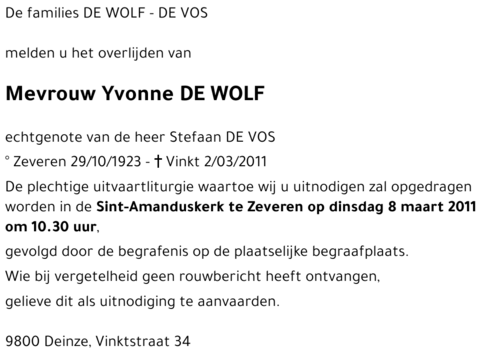 Yvonne DE WOLF