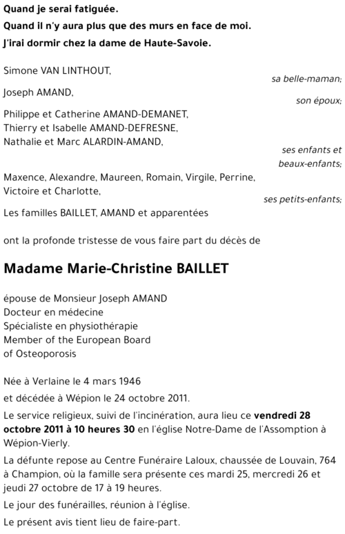 Marie-Christine BAILLET