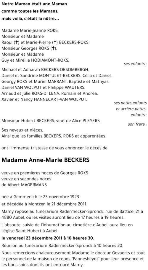 Anne-Marie BECKERS