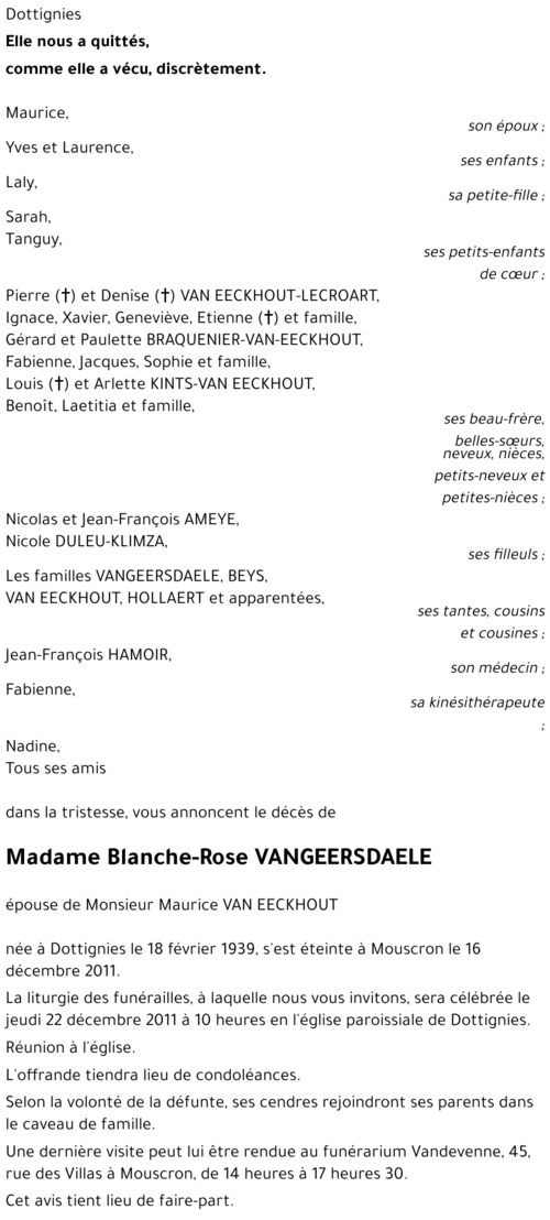 Blanche-Rose VANGEERSDAELE
