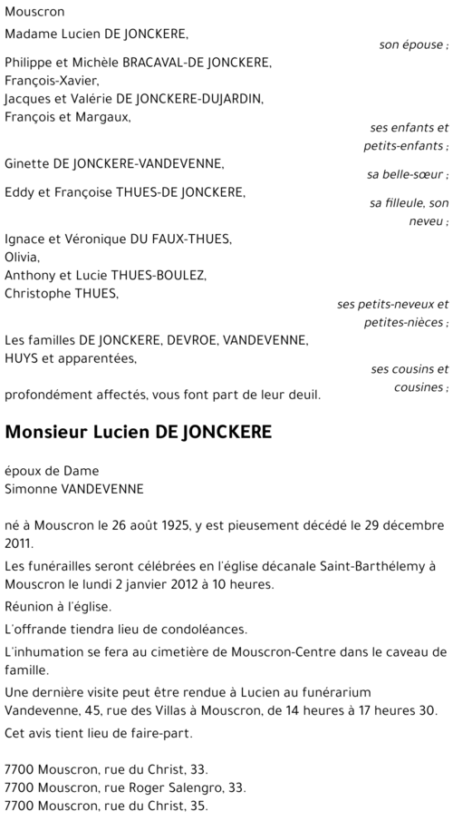 Lucien DE JONCKERE
