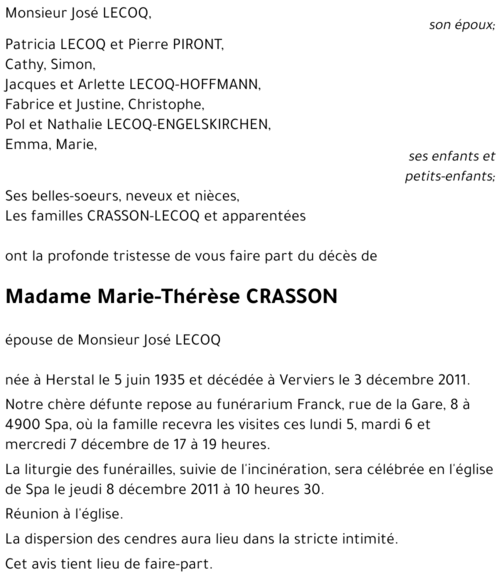Marie-Thérèse CRASSON