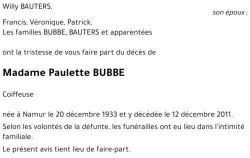 Paulette BUBBE