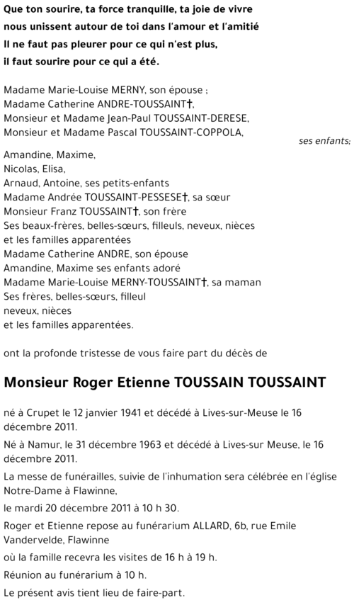 Roger Etienne TOUSSAIN TOUSSAINT