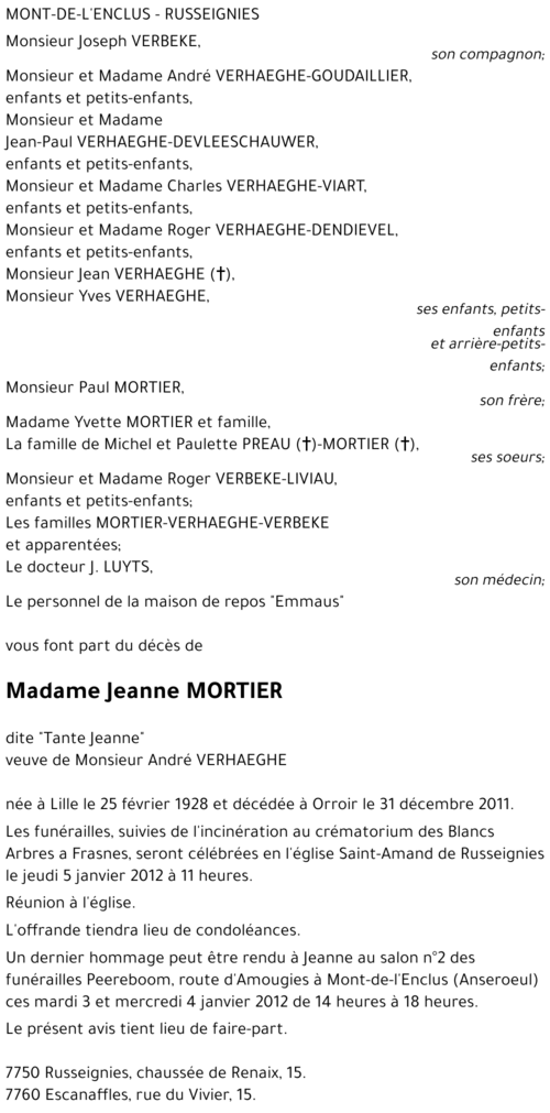 Jeanne MORTIER