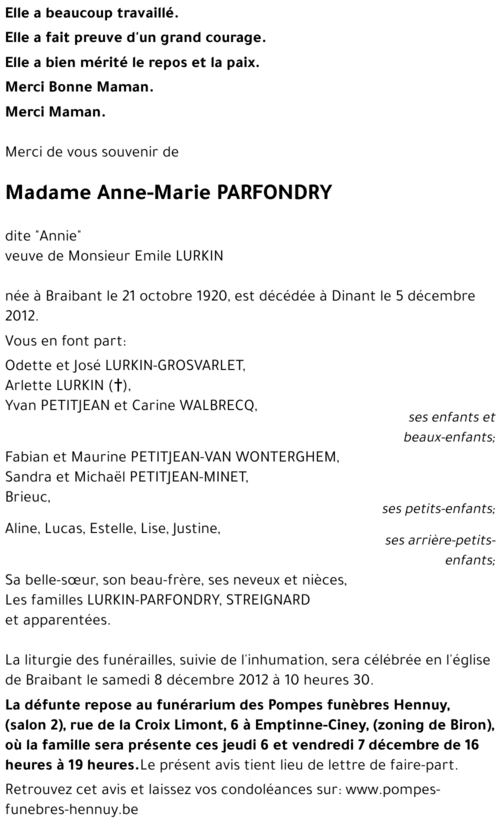 Anne-Marie PARFONDRY