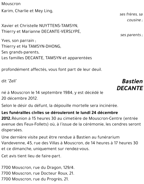 Bastien DECANTE