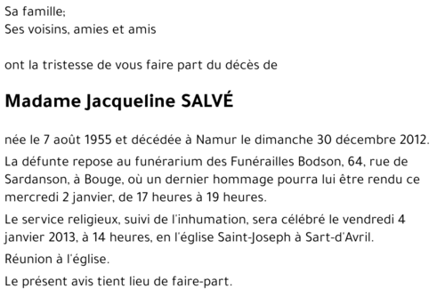 Jacqueline SALVE